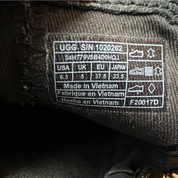 UGG Glee Side Zip Ankle Bootie Black Leather Size 6.5 - Picture 8 of 9